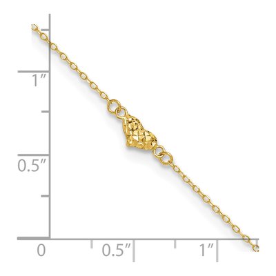 14K Yellow Gold Triple Puffed Hearts Anklet – view 5