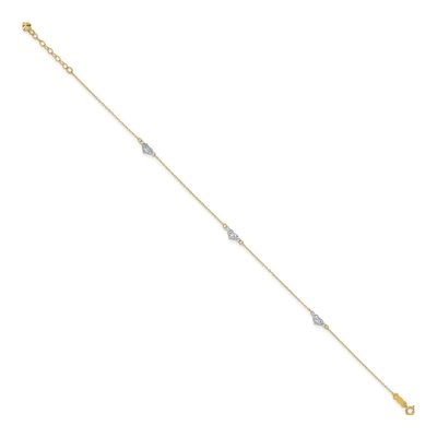 14K Two-Tone Gold Puffed Hearts Anklet – view 2