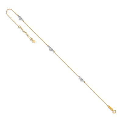 14K Two-Tone Gold Puffed Hearts Anklet – view 7