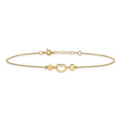 14K Yellow Gold Open Heart Anklet – view 4