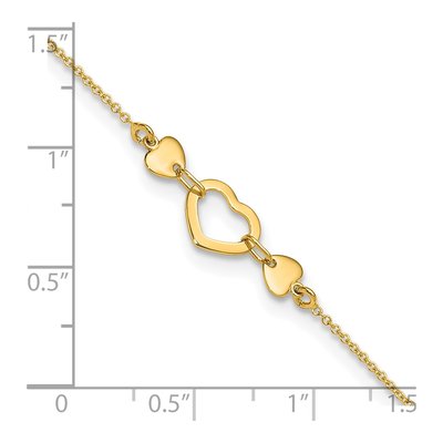 14K Yellow Gold Open Heart Anklet – view 5