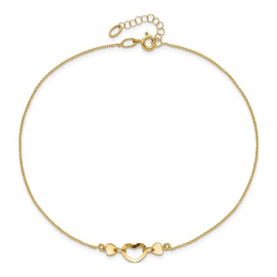 14K Yellow Gold Open Heart Anklet – view 6