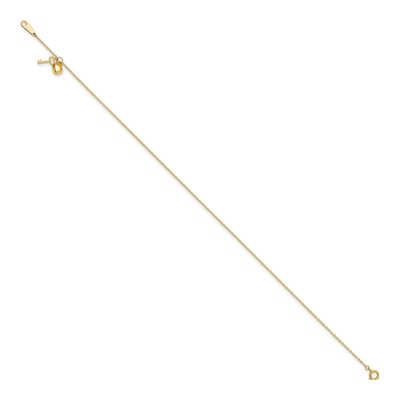 14K Yellow Gold Heart Key Cable Anklet – view 3