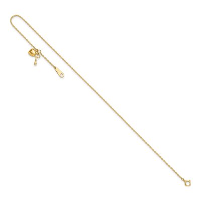 14K Yellow Gold Heart Key Cable Anklet – view 8