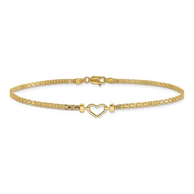 14K Yellow Gold Open Heart Bismark Anklet – view 4