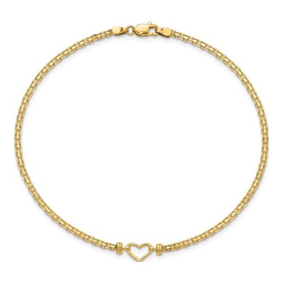 14K Yellow Gold Open Heart Bismark Anklet – view 6