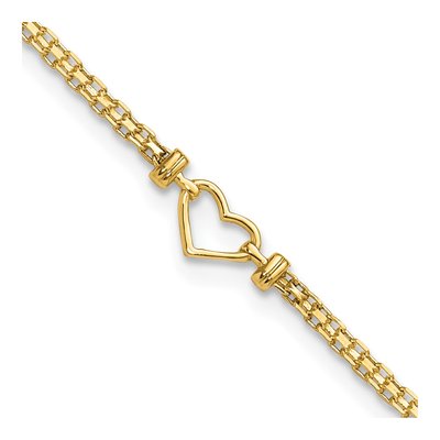 14K Yellow Gold Open Heart Bismark Anklet