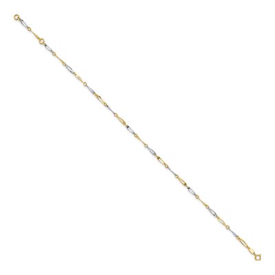 14K Two-Tone Gold 2.2mm Oval Twist Link Chain Anklet – view 3