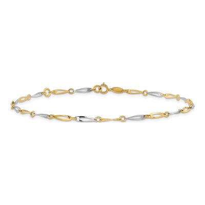 14K Two-Tone Gold 2.2mm Oval Twist Link Chain Anklet – view 4