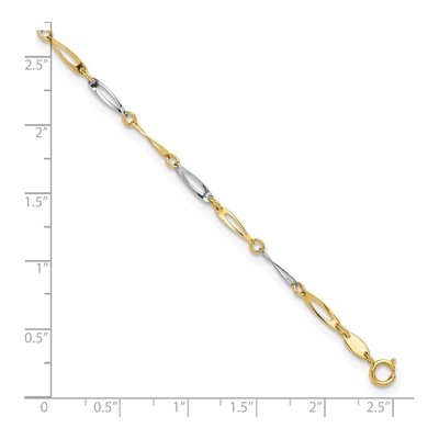 14K Two-Tone Gold 2.2mm Oval Twist Link Chain Anklet – view 5