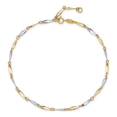 14K Two-Tone Gold 2.2mm Oval Twist Link Chain Anklet – view 6