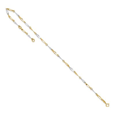 14K Two-Tone Gold 2.2mm Oval Twist Link Chain Anklet – view 8