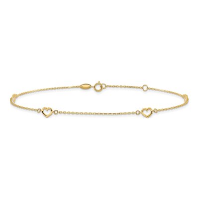 14K Yellow Gold Open Hearts Anklet – view 4