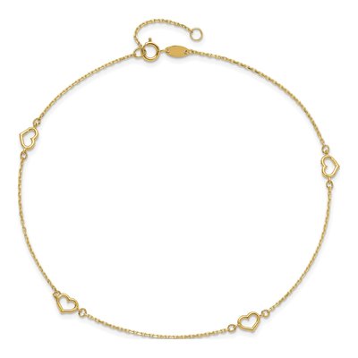 14K Yellow Gold Open Hearts Anklet – view 6