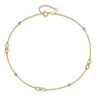 14K Two-Tone Gold Infinity Anklet – view 6