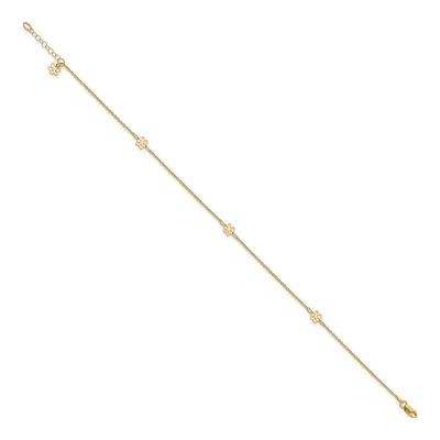 14K Yellow Gold Flower Station Anklet – view 3