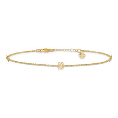 14K Yellow Gold Flower Station Anklet – view 4