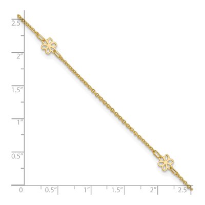 14K Yellow Gold Flower Station Anklet – view 5