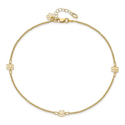 14K Yellow Gold Flower Station Anklet – view 6