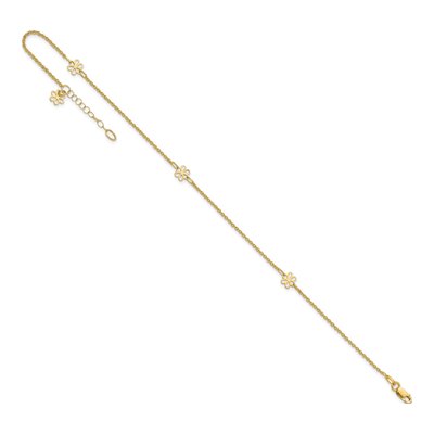 14K Yellow Gold Flower Station Anklet – view 8