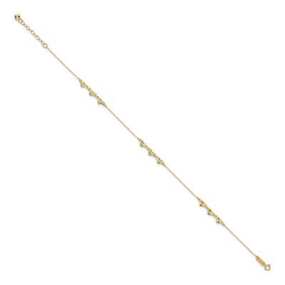 14K Yellow Gold Diamond-Cut Hearts Anklet – view 3