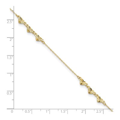 14K Yellow Gold Diamond-Cut Hearts Anklet – view 5