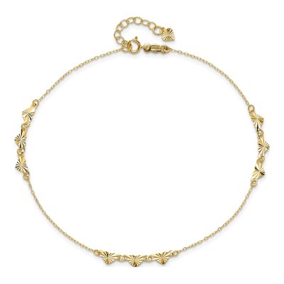 14K Yellow Gold Diamond-Cut Hearts Anklet – view 6