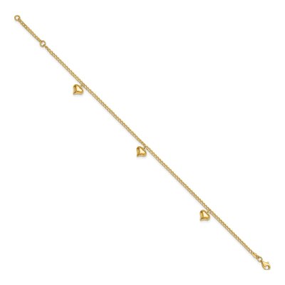 14K Yellow Gold Curb Heart Anklet – view 3