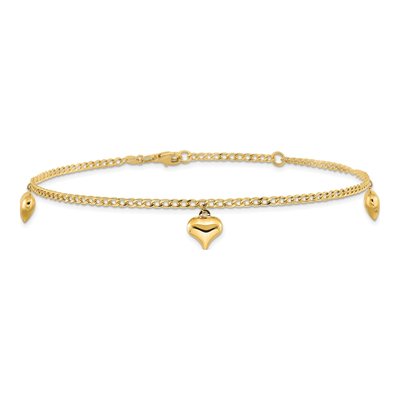 14K Yellow Gold Curb Heart Anklet – view 4