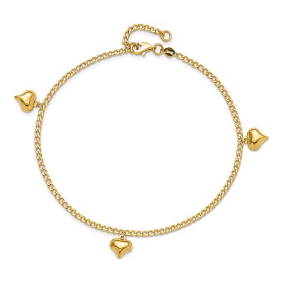 14K Yellow Gold Curb Heart Anklet – view 5