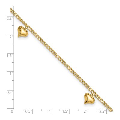 14K Yellow Gold Curb Heart Anklet – view 6