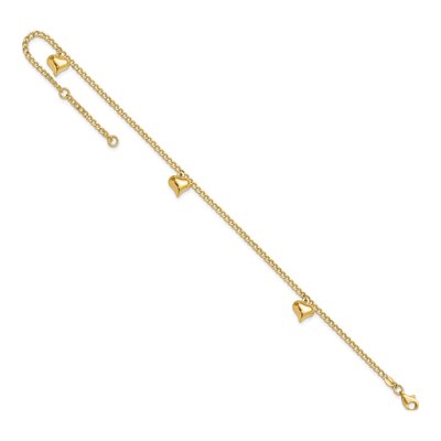 14K Yellow Gold Curb Heart Anklet – view 8