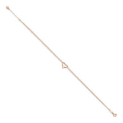 14K Rose Gold Twisted Heart Double Strand Anklet – view 3