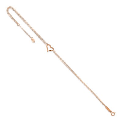 14K Rose Gold Twisted Heart Double Strand Anklet – view 8