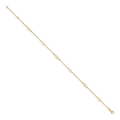 14K Yellow Gold Heart Link Anklet – view 3