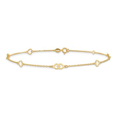 14K Yellow Gold Heart Link Anklet – view 4