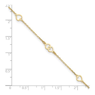 14K Yellow Gold Heart Link Anklet – view 5