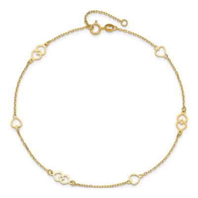 14K Yellow Gold Heart Link Anklet – view 6