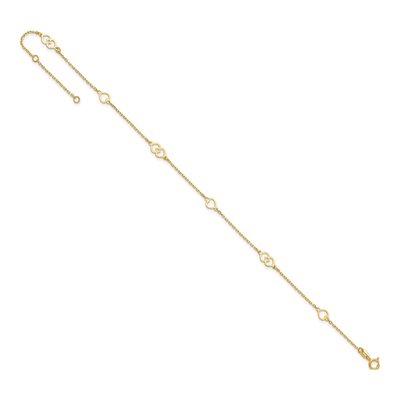 14K Yellow Gold Heart Link Anklet – view 8