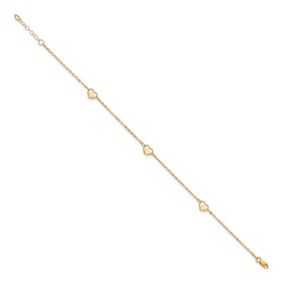14K Yellow Gold Heart Link Anklet – view 3