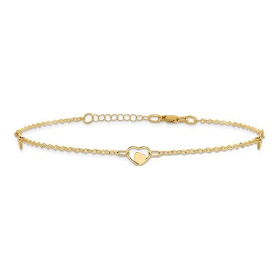 14K Yellow Gold Heart Link Anklet – view 4