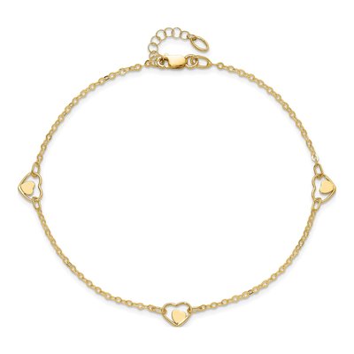 14K Yellow Gold Heart Link Anklet – view 5