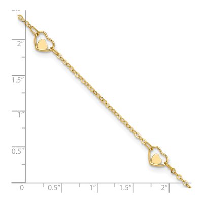 14K Yellow Gold Heart Link Anklet – view 6