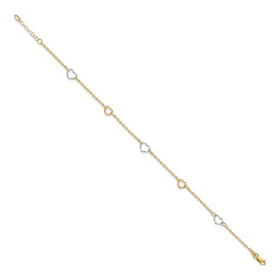 14K Two-Tone Gold Open Hearts Anklet – view 3