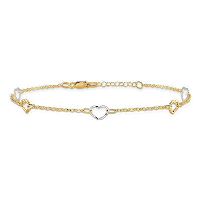 14K Two-Tone Gold Open Hearts Anklet – view 4