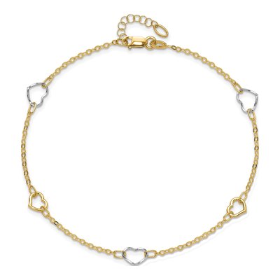 14K Two-Tone Gold Open Hearts Anklet – view 5