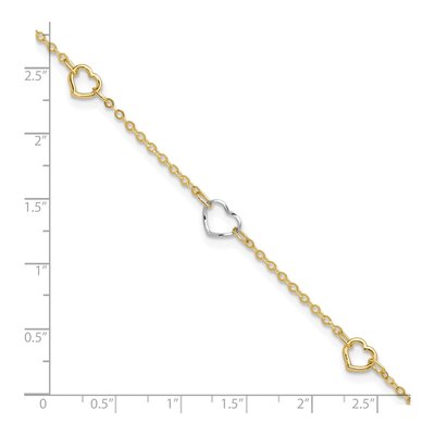 14K Two-Tone Gold Open Hearts Anklet – view 6