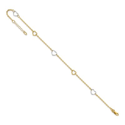 14K Two-Tone Gold Open Hearts Anklet – view 8