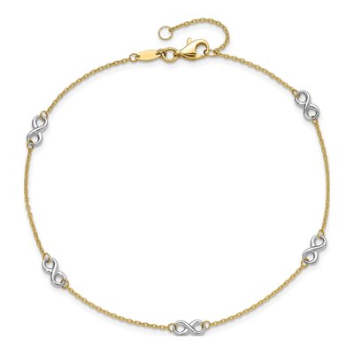 14K Two-Tone Gold Infinity Anklet – view 6