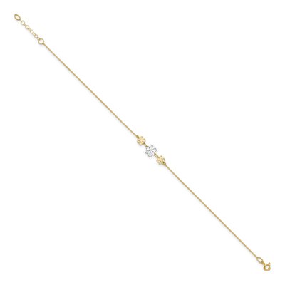 14K Two-Tone Gold Flower Cut-Out Anklet – view 2